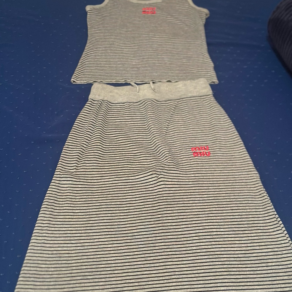 Miu Miu grey maxi skirt set
